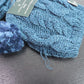 Laura Ashley Baby 12–24M Blue Knit Pom Pom Hat & Mittens Set