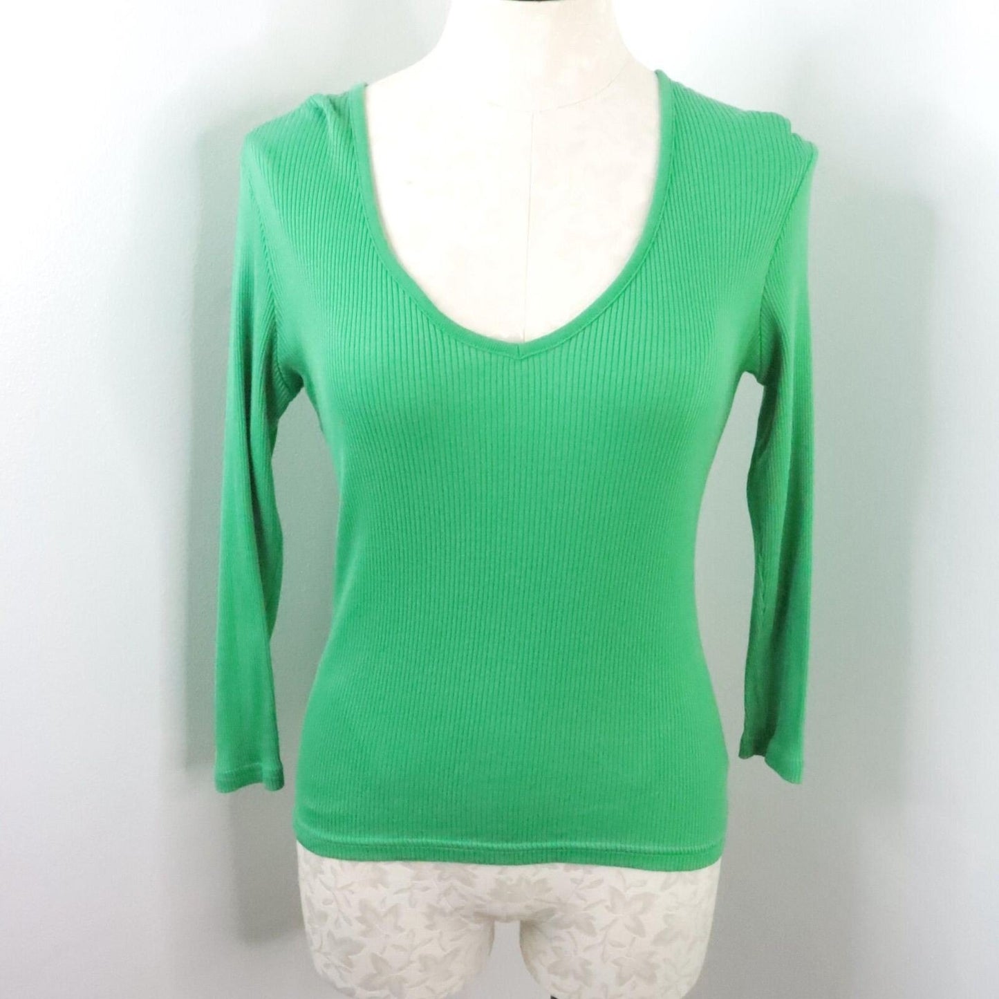 Lilly Pulitzer Women’s Small Green Ribbed Pima Cotton Long Sleeve Top