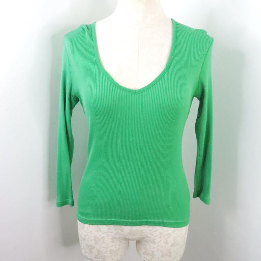Lilly Pulitzer Women’s Small Green Ribbed Pima Cotton Long Sleeve Top