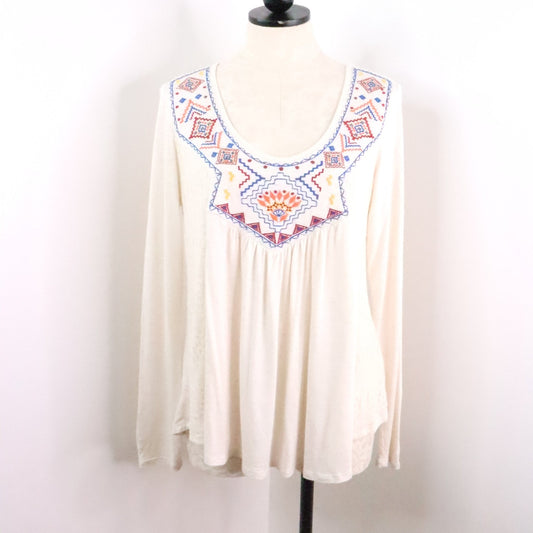 Arizona Jeans Co Women’s / Juniors L Boho Tribal Embroidered Stretch Top